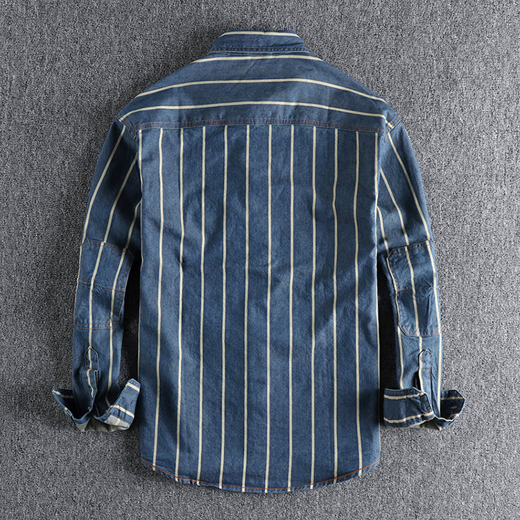 Men's Ely Cattleman Long Sleeve Washed Denim Western Snap Shirt