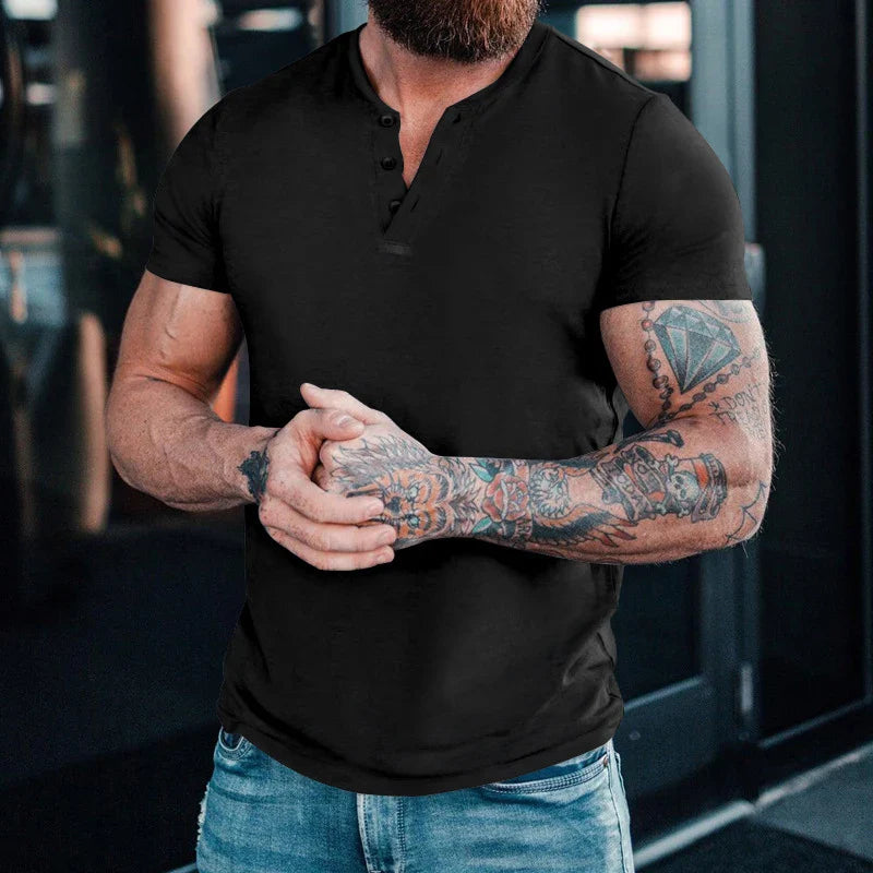 ARLO MUSCLE-FIT HENLEY SHIRT