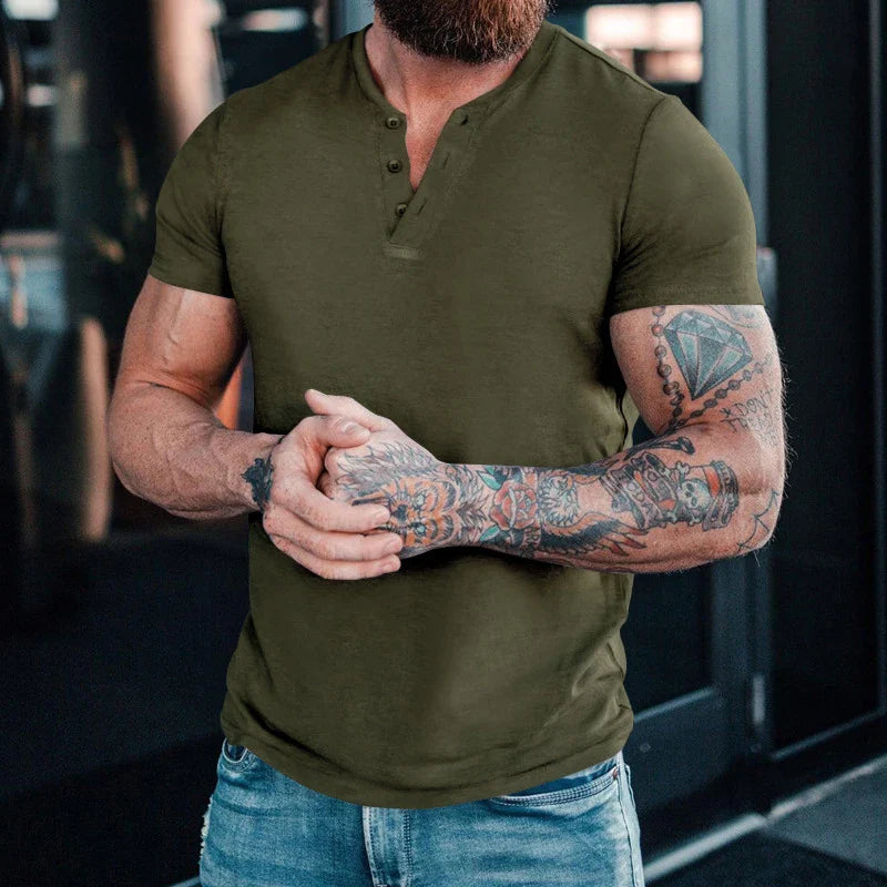 ARLO MUSCLE-FIT HENLEY SHIRT