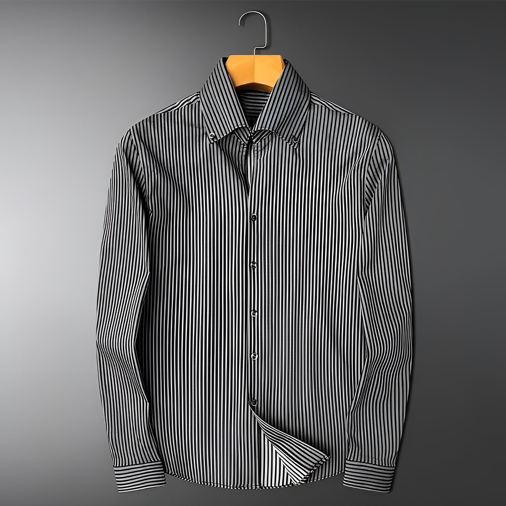 REGAL POPLIN NON-IRON STRIPED DRESS SHIRT