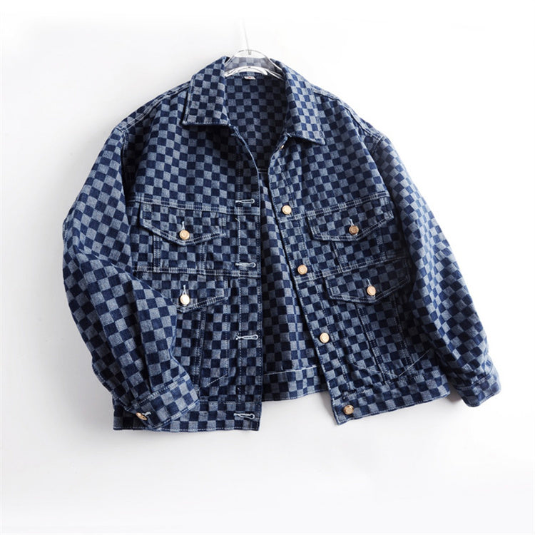 L'AURABLEND CHECKERED DENIM JACKET