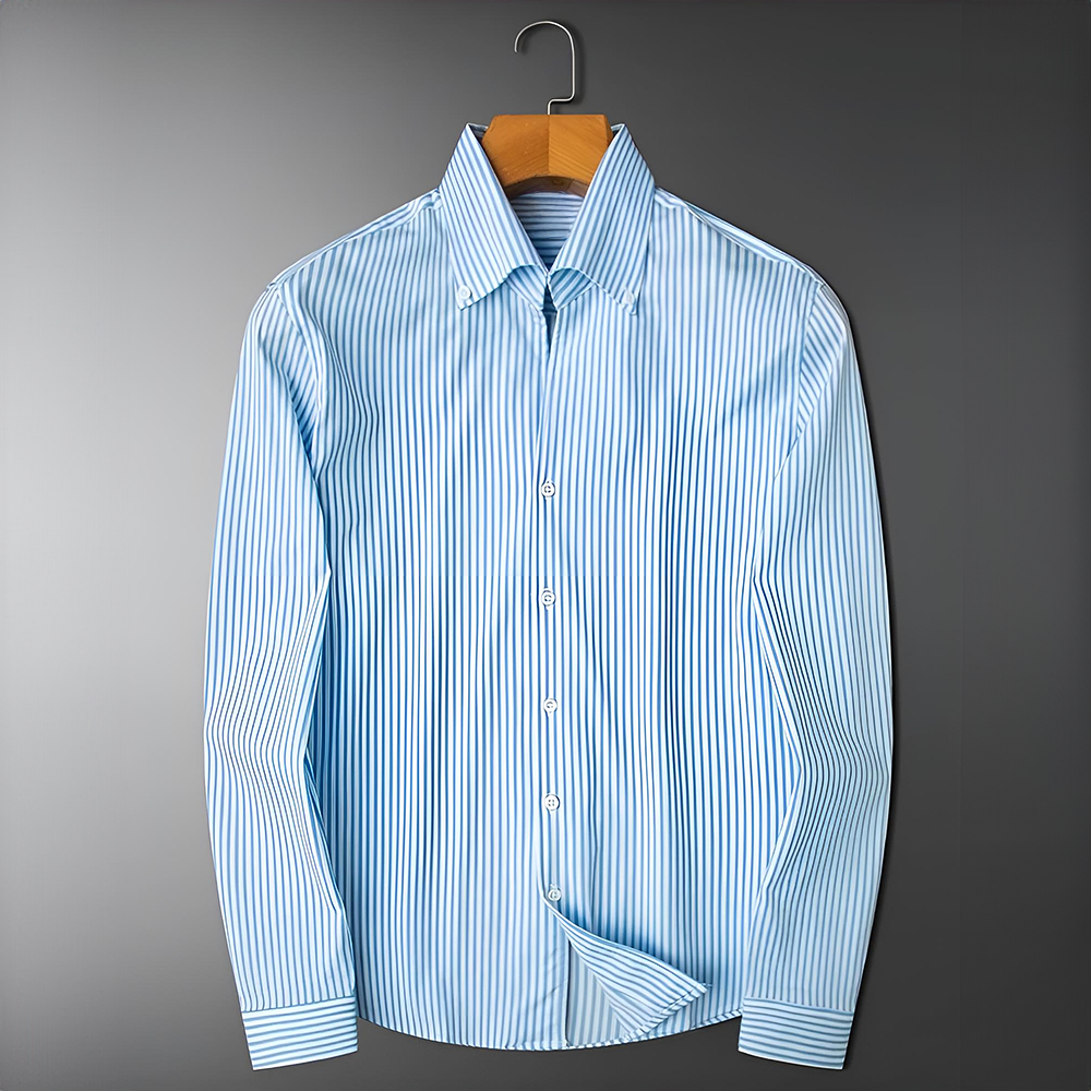 REGAL POPLIN NON-IRON STRIPED DRESS SHIRT