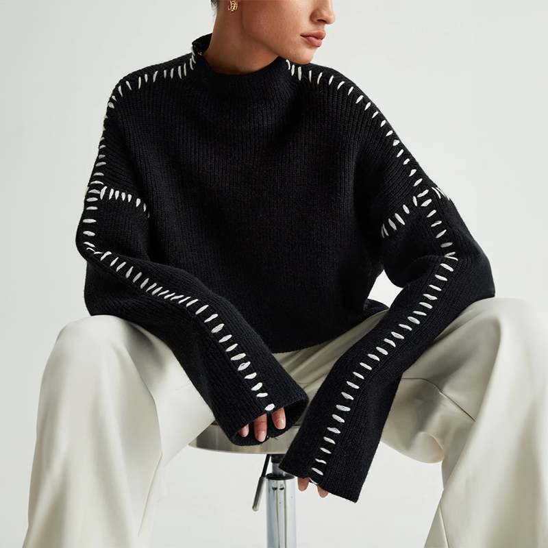 ODÉTTE PATCHWORK KNIT TURTLENECK