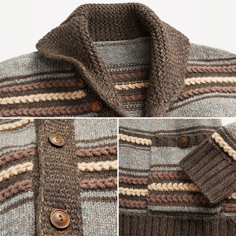 PIERRE-CÔTE JACQUARD KNITTED CARDIGAN